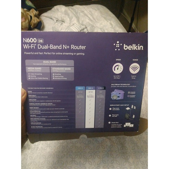 Belkin N600 DB Wi-Fi Dual Band N+ Wireless Router 300 Mbps NIB - Picture 2 of 6